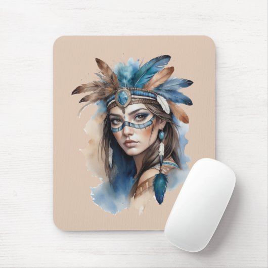 水の色トライバル美しい：ボヘミアンアートの精神 マウスパッド (マウス)