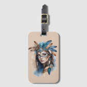 水の色トライバル美しい:ボヘミアンアートの精神 ラゲッジタグ (正面縦)