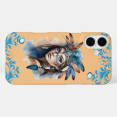 水の色トライバル美しい:ボヘミアンアートの精神 Case-Mate iPhoneケース (裏面 (横))