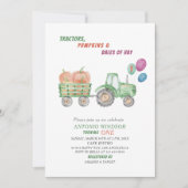 水の色トラクターエレガントパンプキンスベビーシャワー 招待状 (正面)