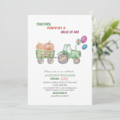 水の色トラクターエレガントパンプキンスベビーシャワー 招待状 (スタンド正面)