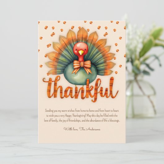 水の色トルコの格子感謝の感謝祭 シーズンカード (スタンド正面)