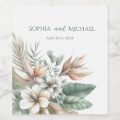 水の色トロピカルエレガンス結婚ズ ワインラベル (シングルラベル)