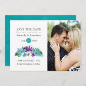 水の色トロピカルオーキズビーチ結婚式 セーブザデート (正面/裏面)