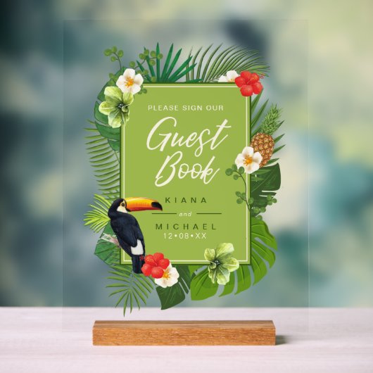 水の色トロピカルサインゲストブックグリーンID577 アクリルサイン (ニュートラル)