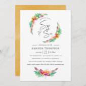 水の色トロピカルサマービーチsipと参照 招待状 (正面/裏面)