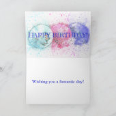 水の色トロピカルドリンク傘25誕生日 カード (内部)