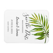 水の色トロピカルパーム日付の結婚保存 マグネット (横)