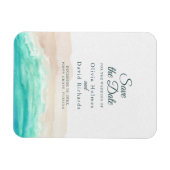 水の色トロピカルビーチ日付を保存 マグネット (横)