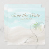 水の色トロピカルビーチ結婚式日付を保存 セーブザデート (正面/裏面)