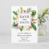 水の色トロピカルフローラ日付カードを保存 セーブザデート (スタンド正面)