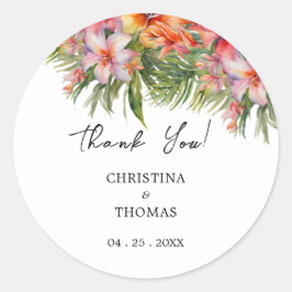 水の色トロピカル結婚の感謝 ラウンドシール