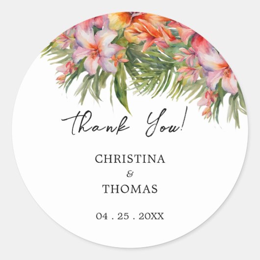 水の色トロピカル結婚の感謝 ラウンドシール (正面)