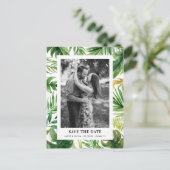 水の色トロピカル葉な写真の保存日付 案内ポストカード (スタンド正面)