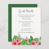 水の色トロピカル葉結婚詳細 エンクロージャーカード (正面/裏面)