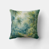 水の色トロピカル離れプラントパームズティール（緑がかった色）グリーン クッション (裏面)