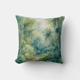 水の色トロピカル離れプラントパームズティール（緑がかった色）グリーン クッション