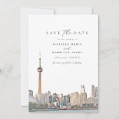 水の色トロントのスカイライン写真の日付を保存 招待状 (正面)