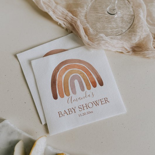 水の色トーン自然ボホレインボーベビーシャワー スタンダードカクテルナプキン