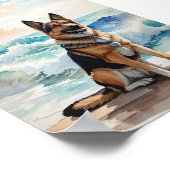 水の色ドイツの羊飼いビーチ6 ポスター (角)