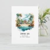 水の色ドミニカ共和国の目的地の結婚式 サンキューカード (スタンド正面)