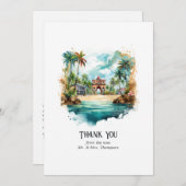 水の色ドミニカ共和国の目的地の結婚式 サンキューカード (正面/裏面)