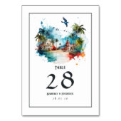水の色ドミニカ共和国の目的地の結婚式 テーブルナンバー (裏面)