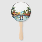 水の色ドミニカ共和国の目的地の結婚式 ハンドファン (裏面)