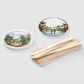 水の色ドミニカ共和国の目的地の結婚式 ハンドファン (組立なし)