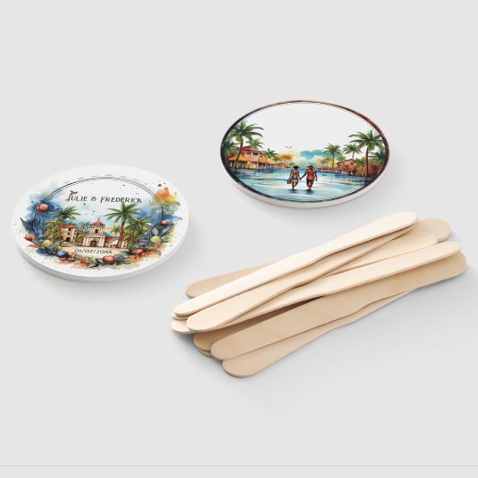 水の色ドミニカ共和国の目的地の結婚式 ハンドファン (組立なし)