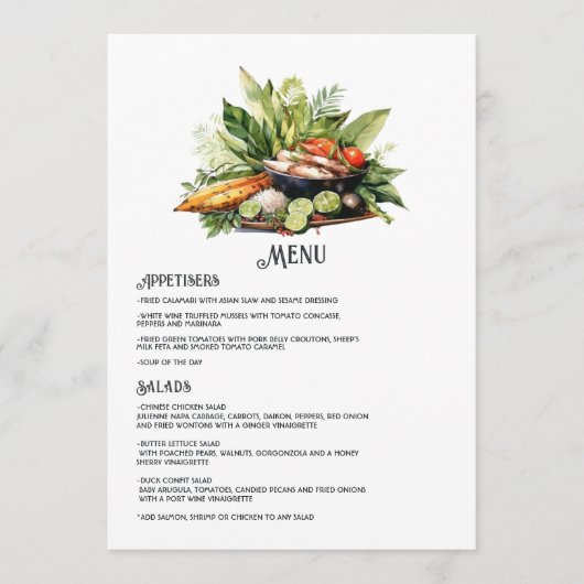 水の色ドミニカ共和国の目的地の結婚式 メニュー (正面)