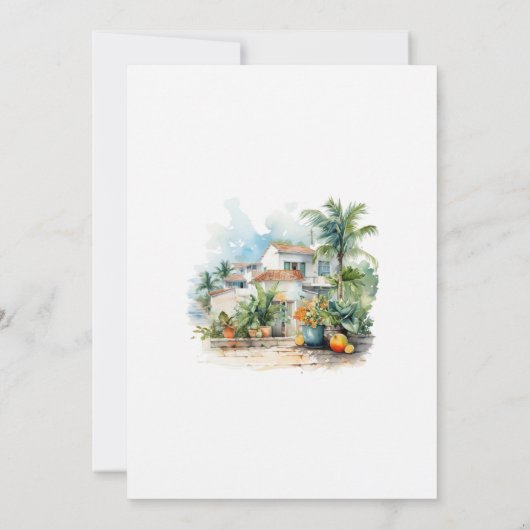 水の色ドミニカ共和国の目的地の結婚式 招待状 (裏面)