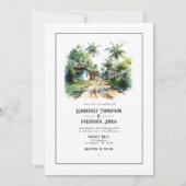 水の色ドミニカ共和国の目的地の結婚式 招待状 (正面)