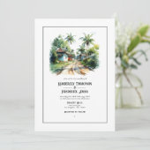 水の色ドミニカ共和国の目的地の結婚式 招待状 (スタンド正面)