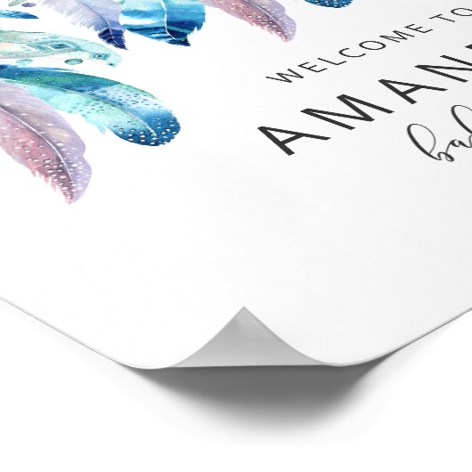 水の色ドリームキャッチャー赤ちゃんシャワー歓迎サイン ポスター (角)