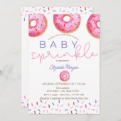 水の色ドーナツベビー散水女の子ベビーシャワー 招待状 (正面/裏面)