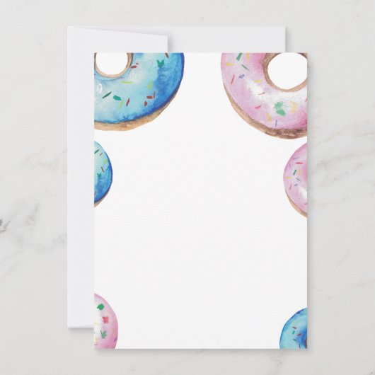 水の色ドーナツ双子の男の子の女の子の赤ちゃんシャワー 招待状 (裏面)