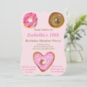 水の色ドーナツ女の子のスランバーバースデーパーティー 案内状 (スタンド正面)