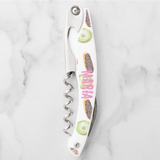 水の色ドーナツ手色彩の鮮やか半期模様 ソムリエナイフ (正面)