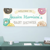 水の色ドーナツ甘い赤ちゃんシャワーへようこそ 横断幕 (トレードショー)