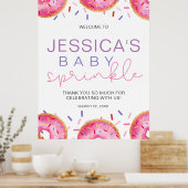 水の色ドーナツ赤ちゃん女の子の散水シャワー ポスター (キッチン)