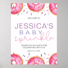 水の色ドーナツ赤ちゃん女の子の散水シャワー ポスター