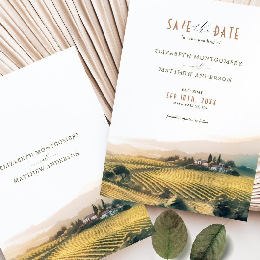 水の色ナパバレーヴィンヤード日付を保存 招待状