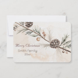 水の色ニュートラルカラークリスマスツリー サンキューカード