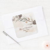 水の色ニュートラルカラークリスマスツリー スクエアシール (封筒)