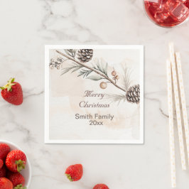 水の色ニュートラルカラークリスマスツリー スタンダードカクテルナプキン