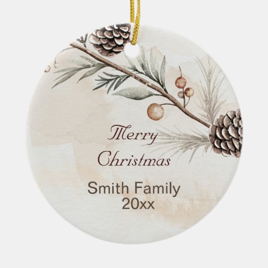 水の色ニュートラルカラークリスマスツリー セラミックオーナメント (正面)