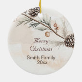 水の色ニュートラルカラークリスマスツリー セラミックオーナメント (裏面)