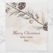 水の色ニュートラルカラークリスマスツリー ワインラベル (シングルラベル)