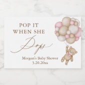 水の色ニュートラルテディベアシャワーの好意 スパークリングワインラベル (シングルラベル)